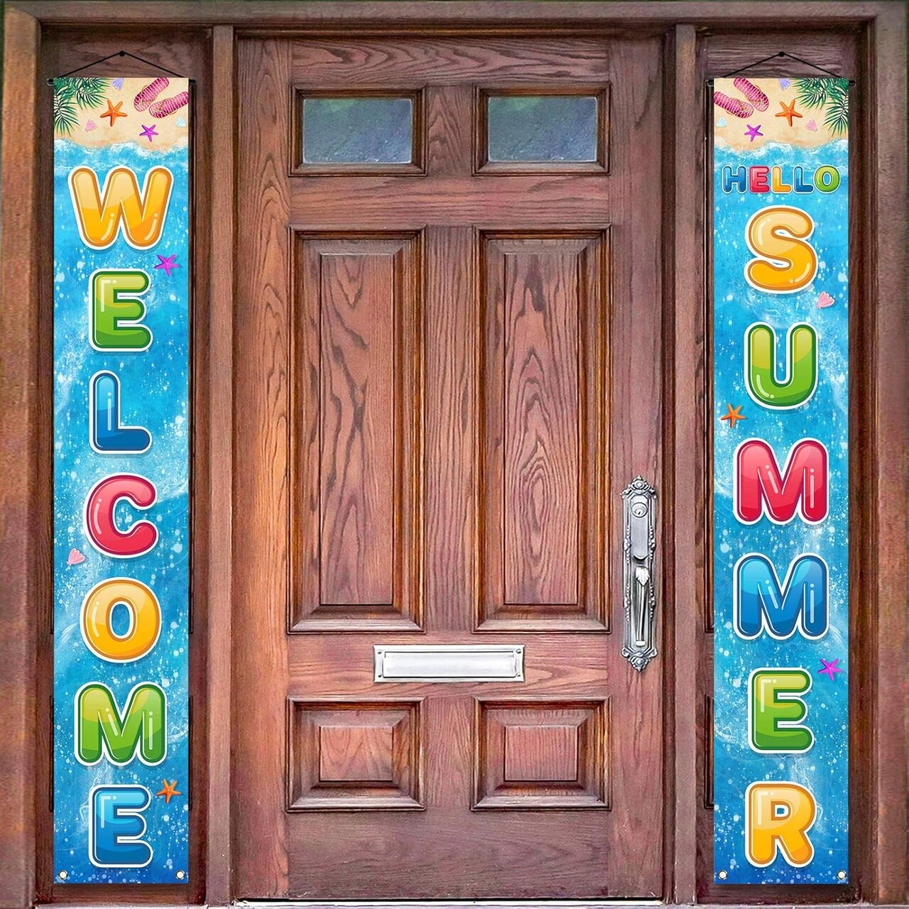 Welcome Hello Summer Porch Banner Beach Hawaiian Themed Hanging Front Door Yard Outdoor Holiday Party Decoration